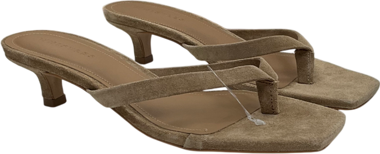 Whistles Nude Neutral Suede Toe Post Heeled Mule UK 4 EU 37