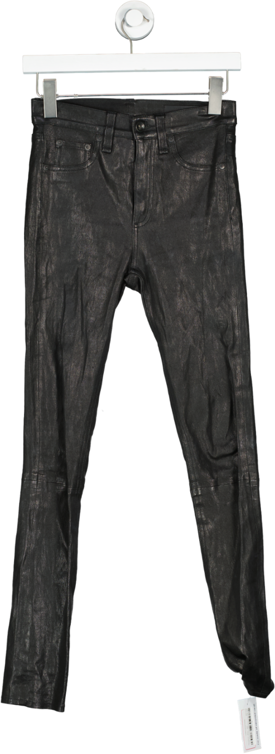 Rag & Bone Black Leather Skinny Trouser W24