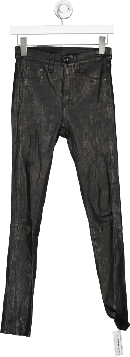 Rag & Bone Black Leather Skinny Trouser W24