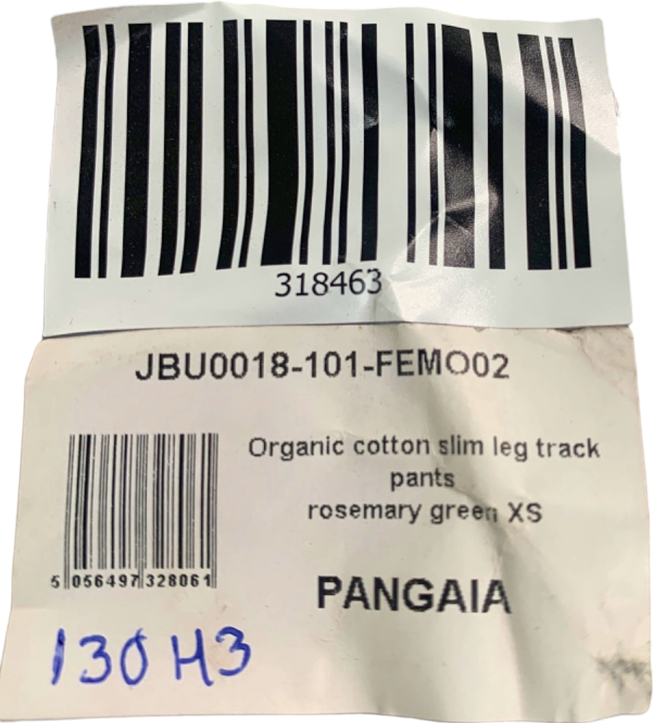 PANGAIA Rosemary Green Organic Cotton Slim Leg Track Pants XS