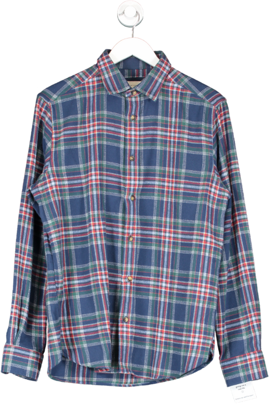 Beaufort & Blake Blue Brushed Cotton Checked Shirt UK M