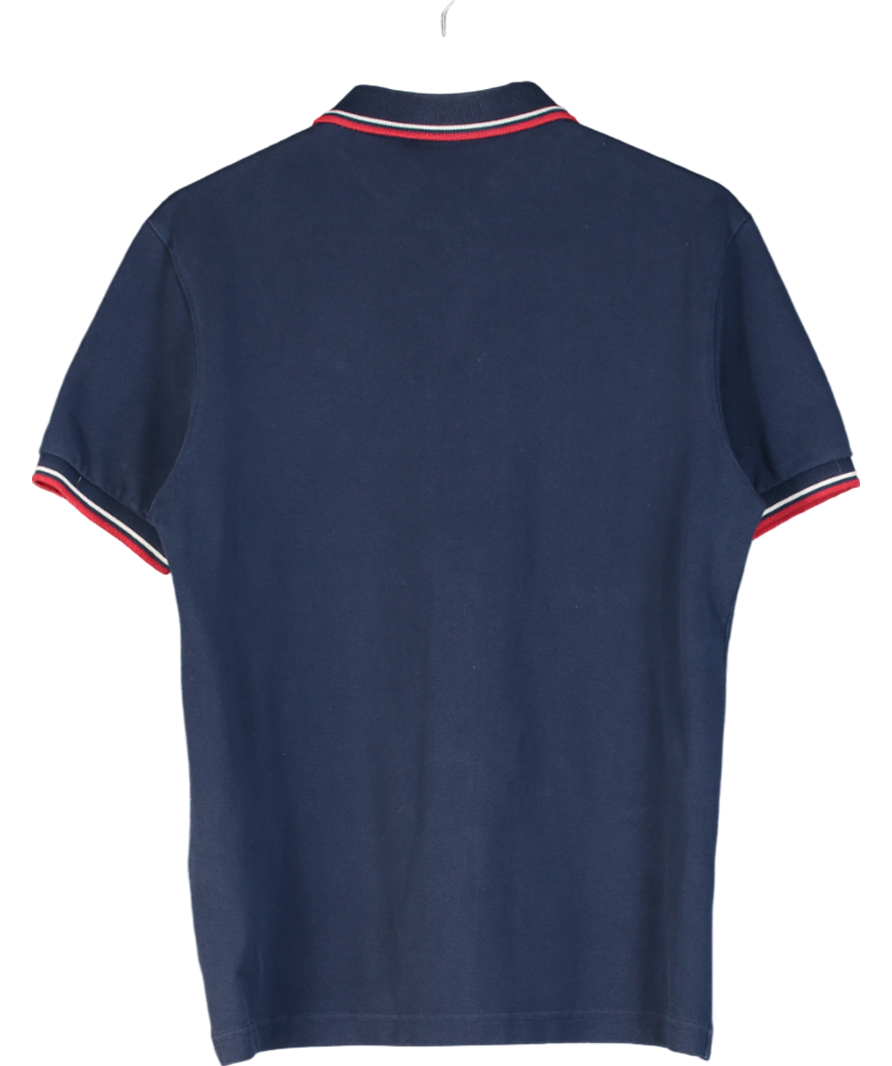 Prada Navy Blue Logo Plaque Polo Shirt UK M