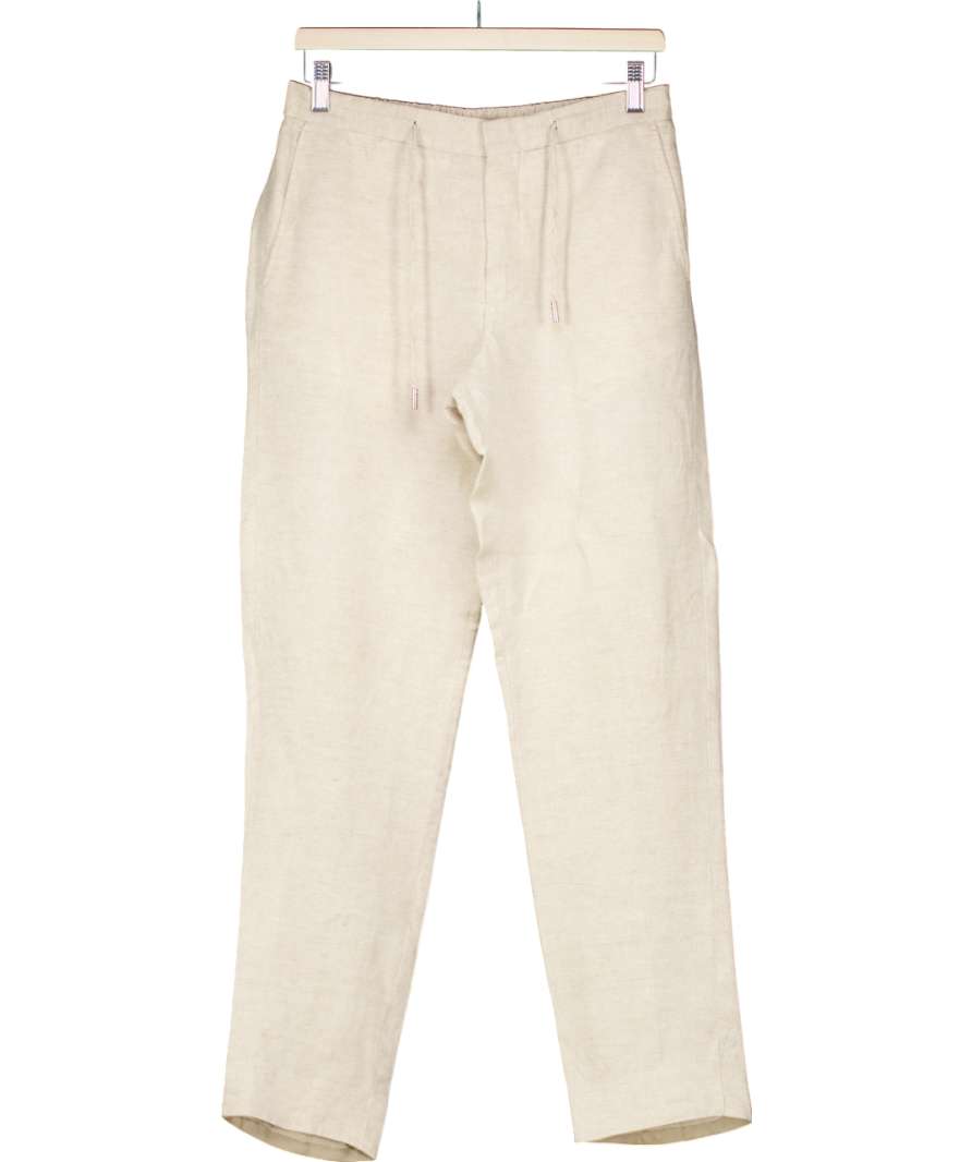 Mr P Beige Slim Fit Linen Trousers W30