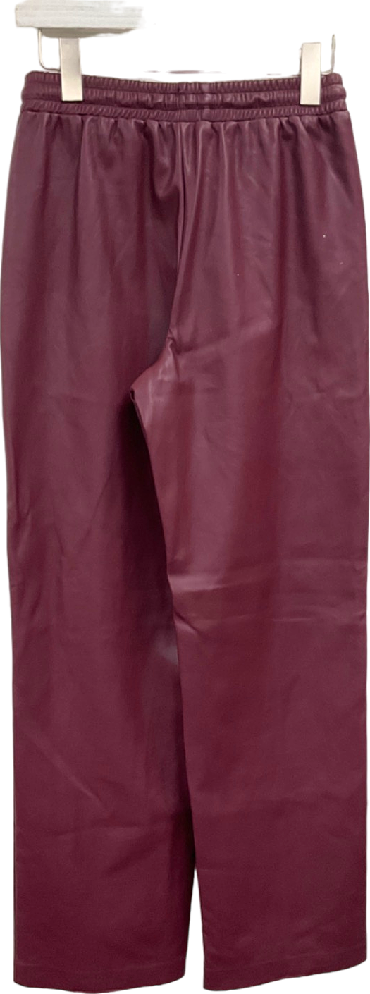 River Island Burgundy Faux Leather Jogger Trousers UK 8