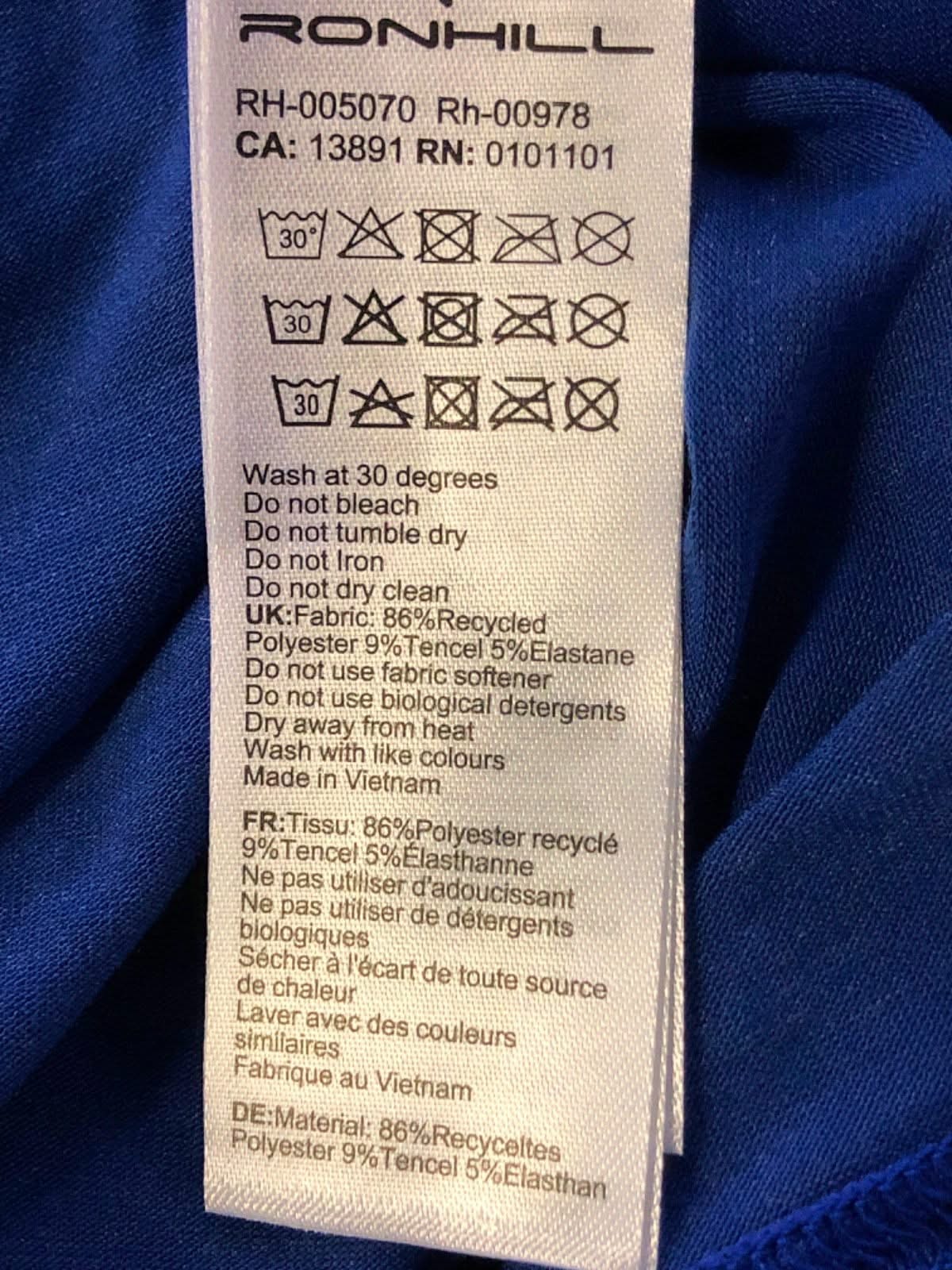 Ronhill Blue Running T-Shirt UK L