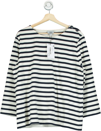 Eleven Loves Navy/White Striped Long-Sleeve Top UK XL