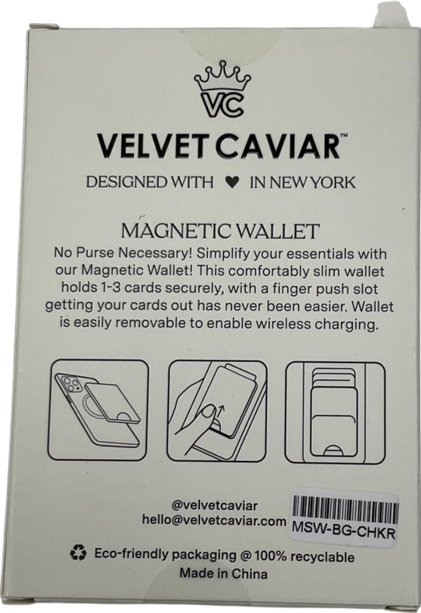 Velvet Caviar  Burgundy Vibe Checkered Magnetic Wallet One Size