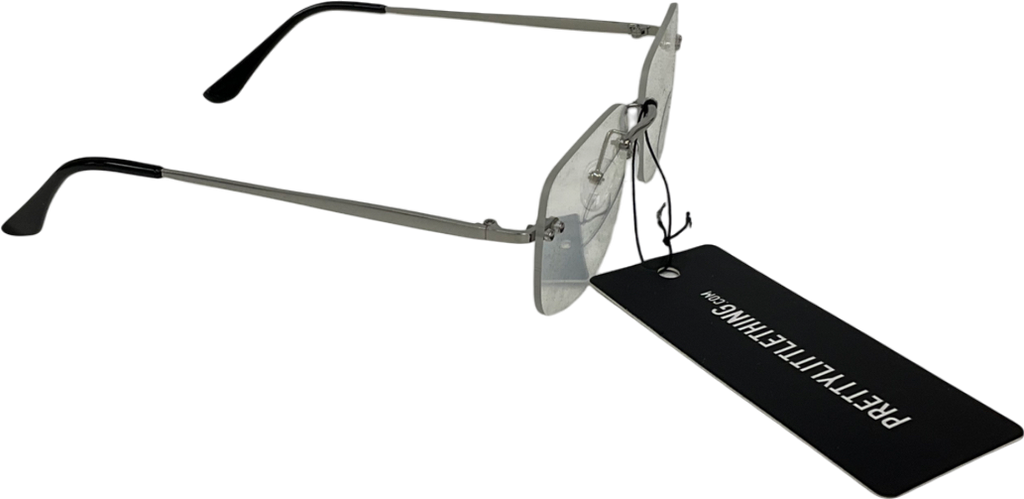 PrettyLittleThing Metallic Clear Square Rimless Sunglasses One Size