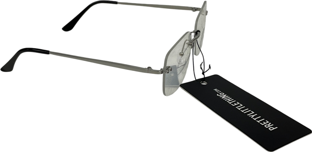 PrettyLittleThing Metallic Clear Square Rimless Sunglasses One Size