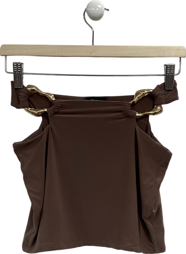 PrettyLittleThing Brown Ring Detail Mini Skirt UK 8