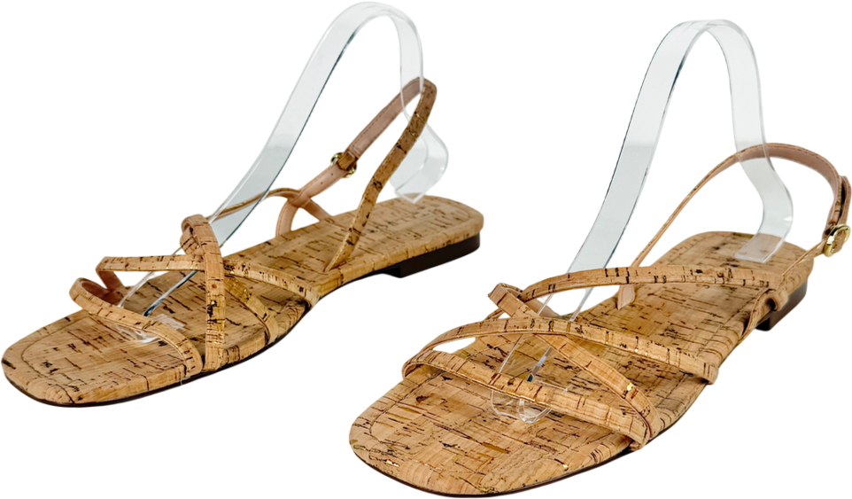 TALBOTS Brown Liana Strappy Cork Flats UK 7.5 EU 40.5