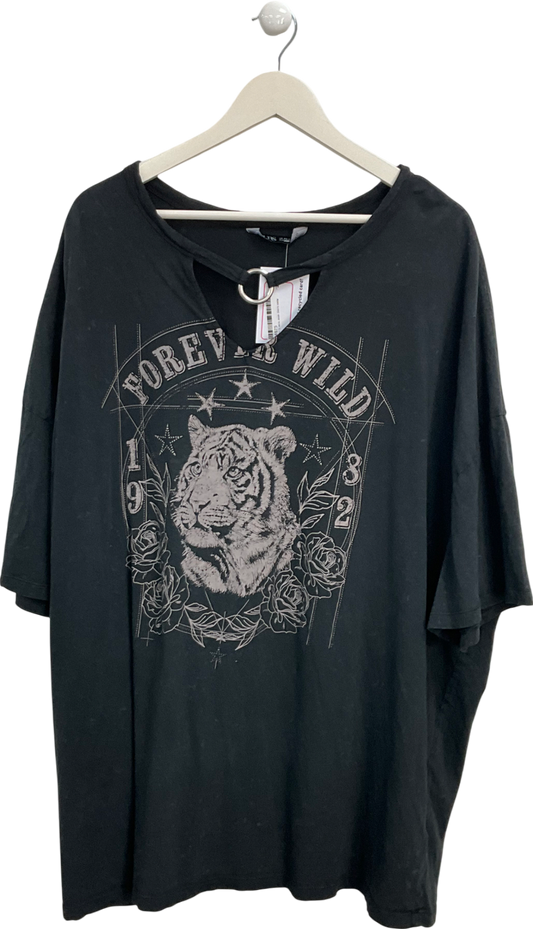 Yours Black Tiger Printed Slouch Top UK 22