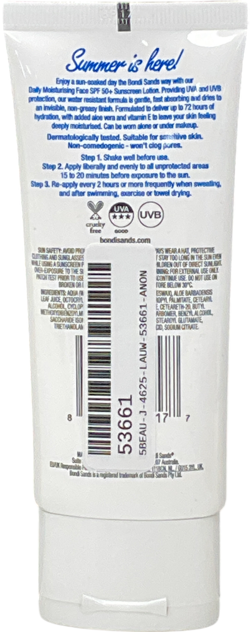 Bondi Sands Sunscreen Lotion Spf 50+ For Face 75ml