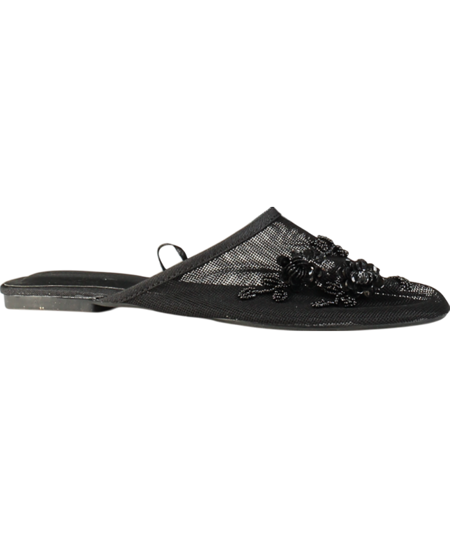 Urban Outfitters Black Embellished Mesh Flat Mules UK 6 EU 39 👠