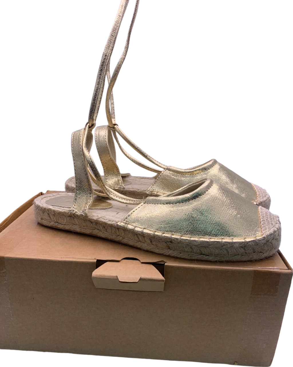 Simply Be Gold Tie Around Ankle Strap Sandals UK 7