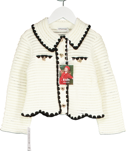 Self-Portrait Cream Crochet Cardigan with Gold heart Buttons 6-8 Years