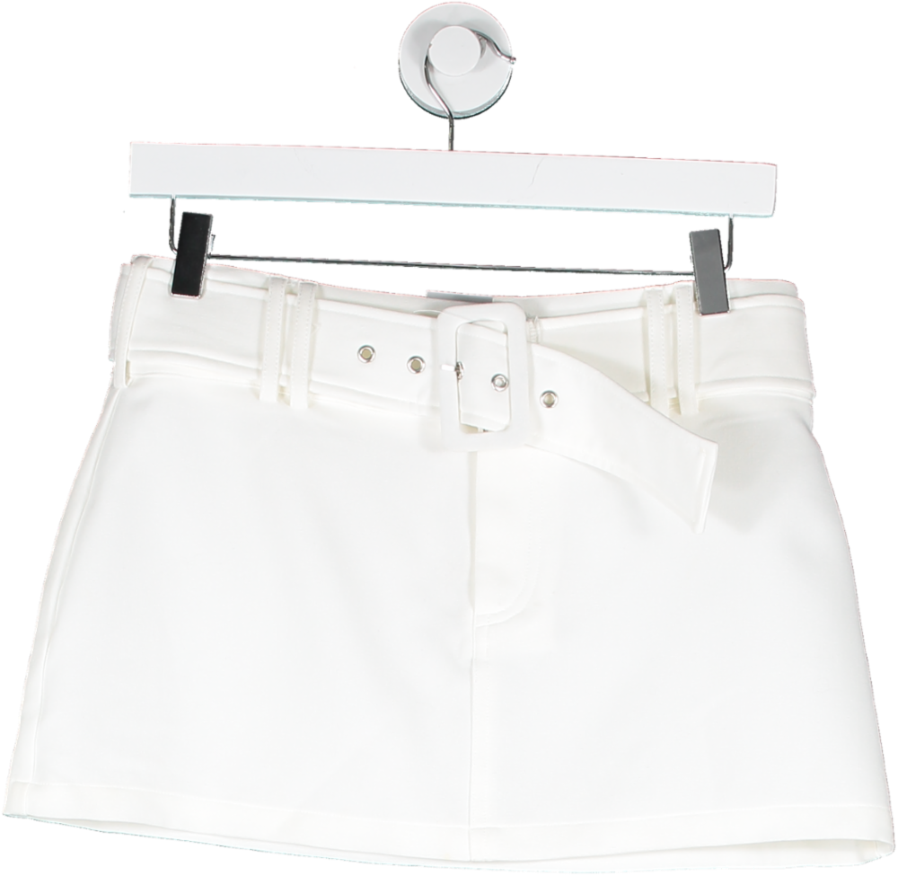 Style Addict White Agnes Belted Mini Skirt UK S