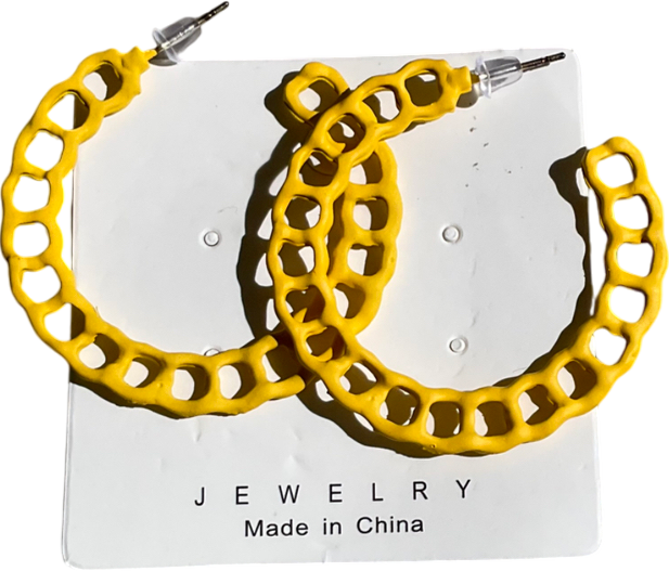 Yellow Chain Effect Hoop Earrings