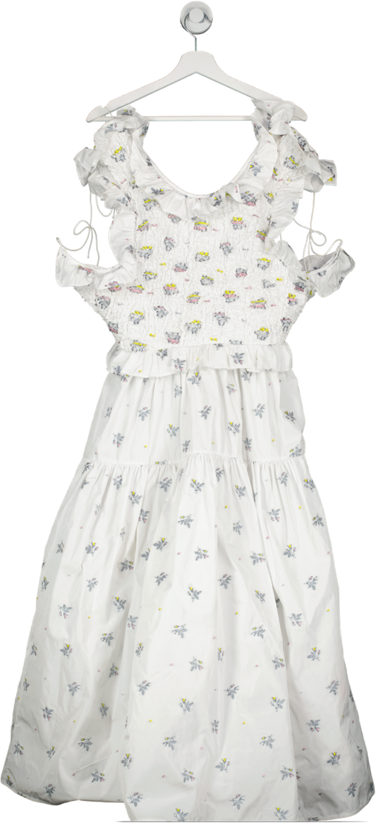 Cecilie Bahnsen White Flower Detail Smock Dress UK S