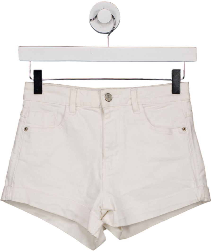 ZARA White Denim Mini Shorts UK 4