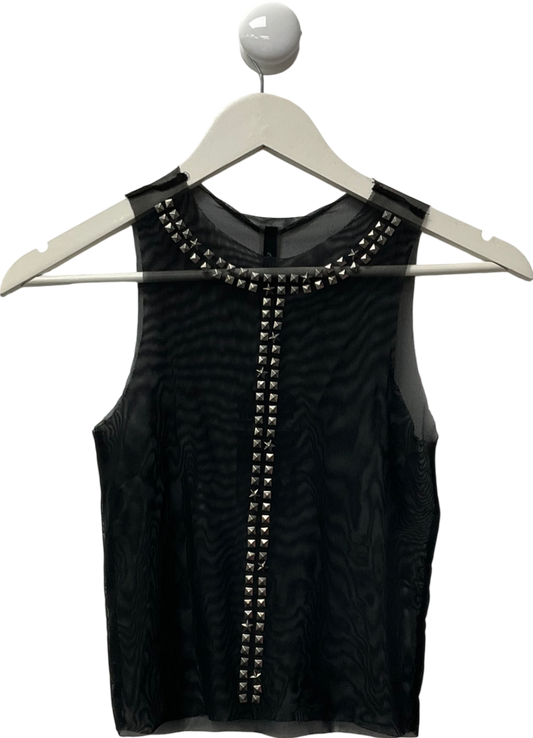 Jaded London Black Mesh Raw Edge Tank Top UK XS