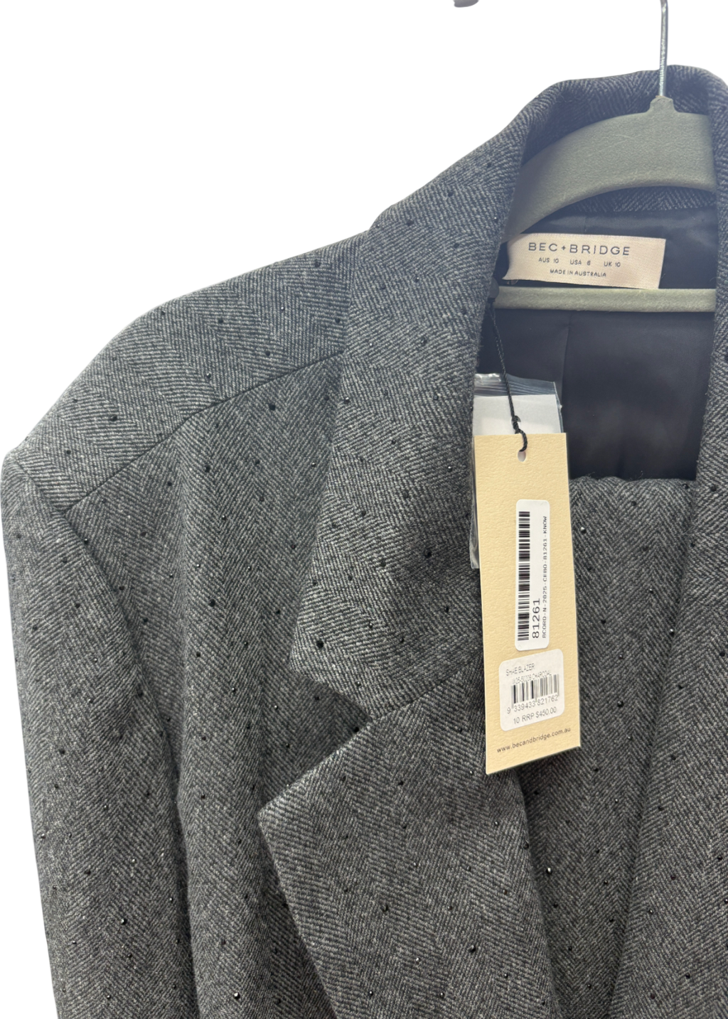 BEC+ BRIDGE Grey Shae Blazer And Oversized Trousers 2-piece suit UK S