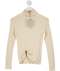 River Island Cream Ribbed Roll Neck Long Sleeve Top UK S