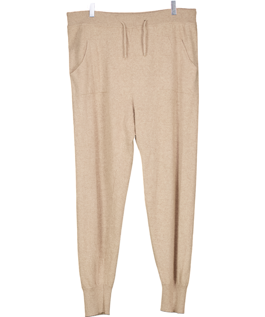 Iris & Ink Beige Cashmere And Merino Wool Joggers UK L