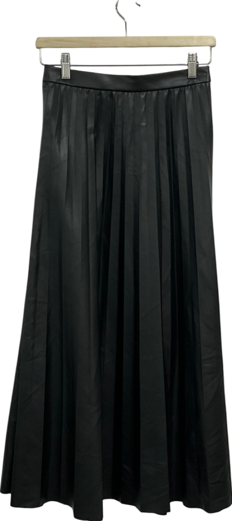 TU Black Faux Leather Pleated Midaxi Skirt UK 6