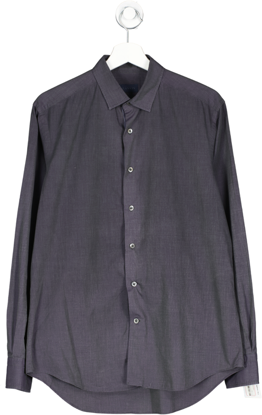 Lanvin Blue Two Tone Fitted Cotton Shirt UK L