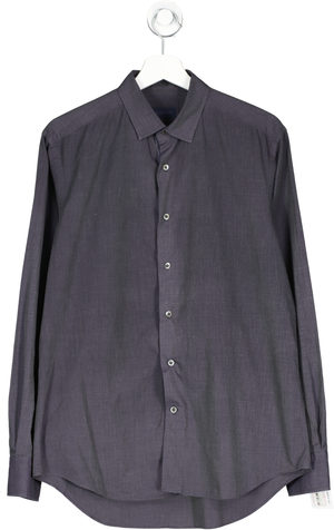 Lanvin Blue Two Tone Fitted Cotton Shirt UK L