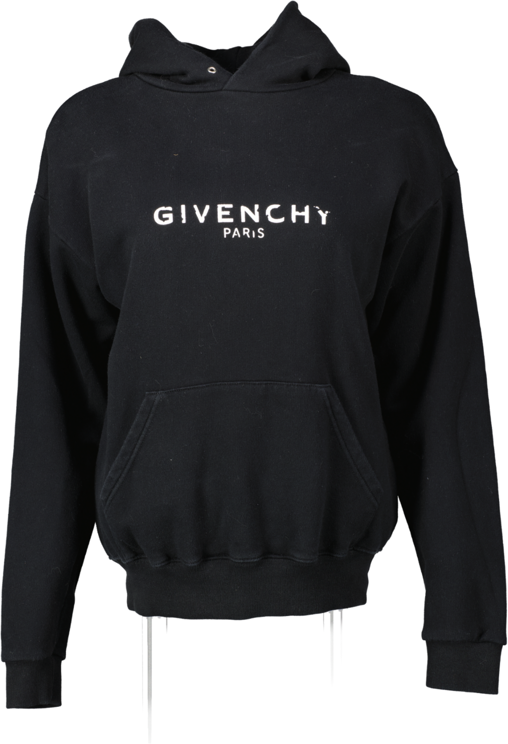 GIvenchy Black Distressed Logo Hooded Sweatshirt UK XS