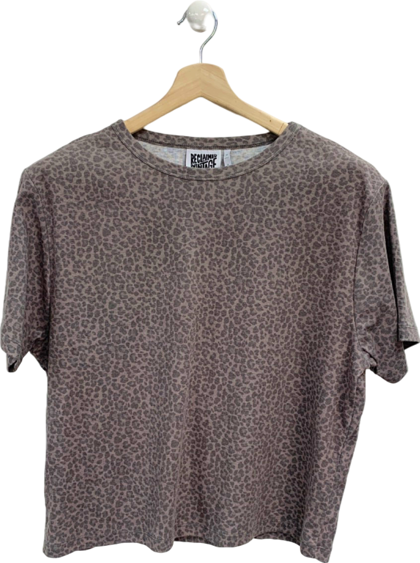 Reclaimed Vintage Grey Leopard Print T-shirt UK S