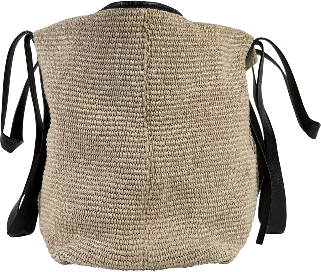 Off-White C/O Virgil Abloh Beige Raffia And Leather Commercial Tote