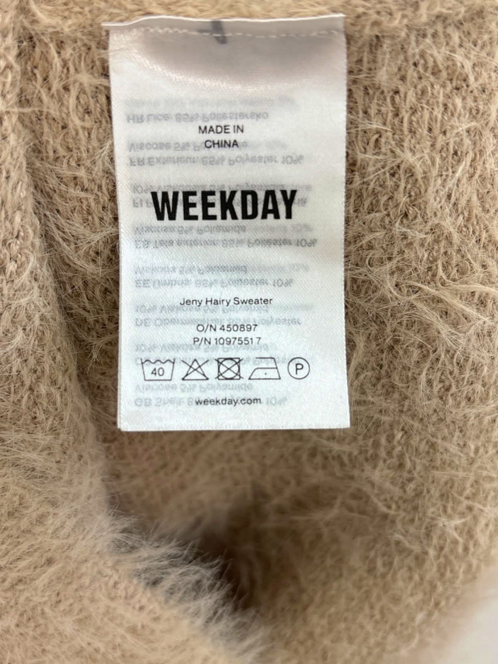 Weekday Beige Jenny Hairy Sweater Size S