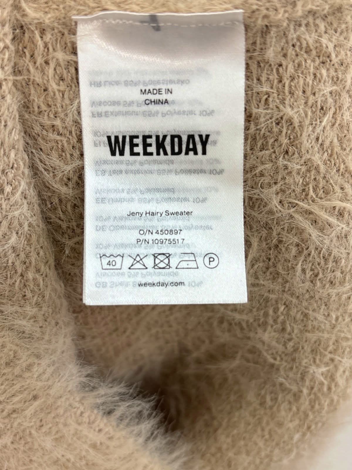 Weekday Beige Jenny Hairy Sweater Size S