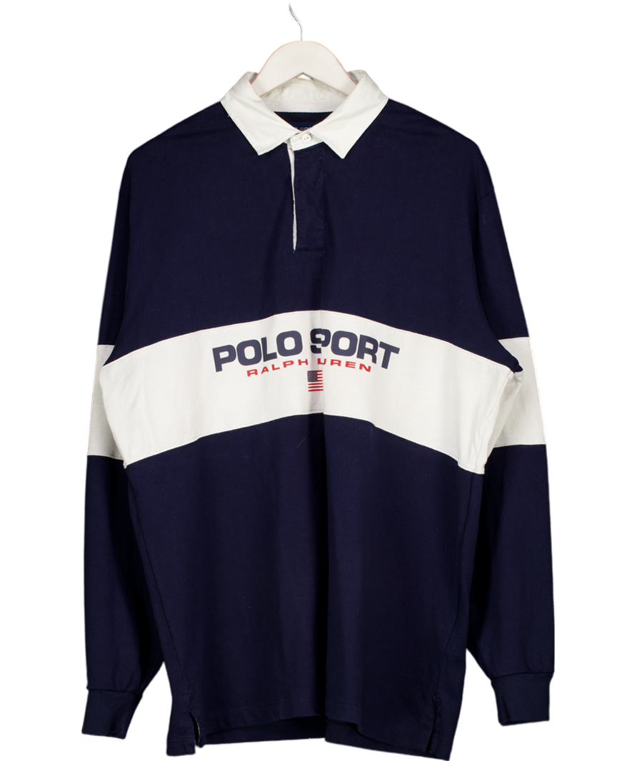Polo Ralph Lauren Blue Long Sleeve Rugby Polo Shirt UK XL