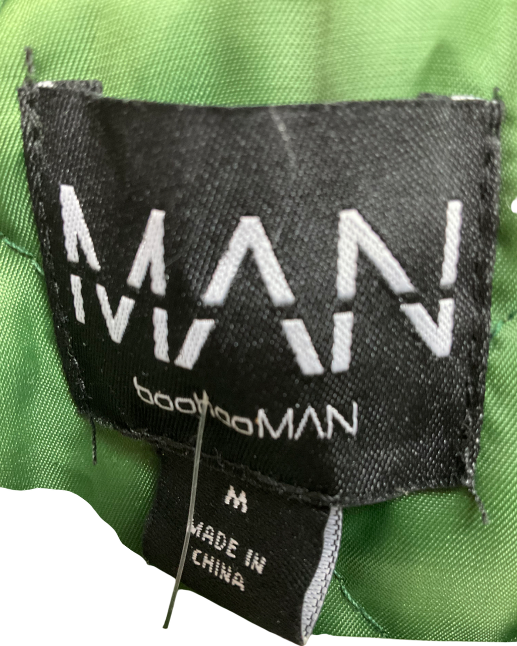 boohooMan Green Boxy Fit Pu Moto Collared Bomber Jacket UK M