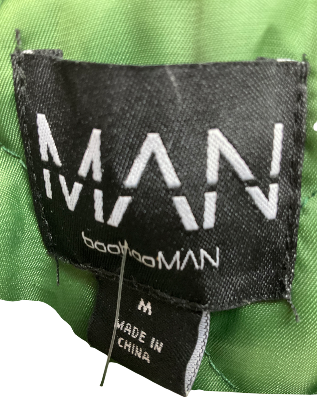 boohooMan Green Boxy Fit Pu Moto Collared Bomber Jacket UK M