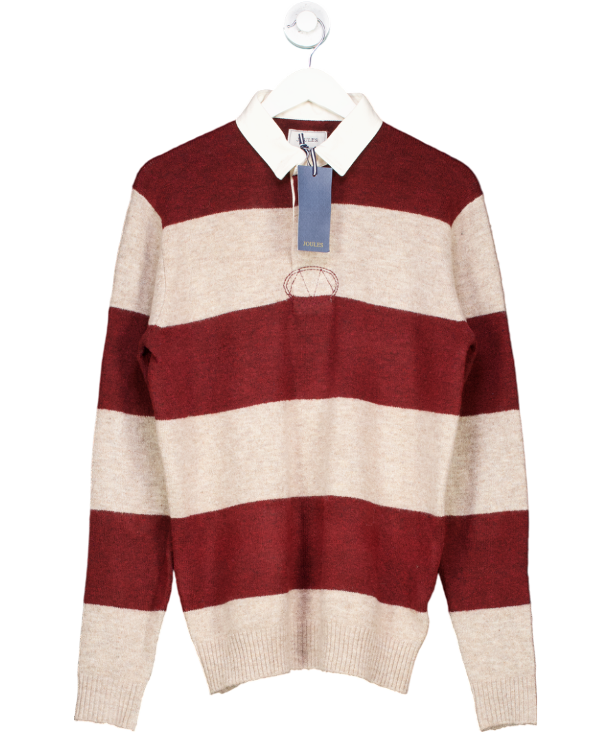 joules Red Seymour Wool Blend Rugby Shirt UK M