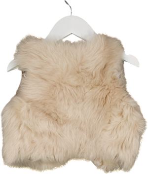 BELLE ENFANT Beige Luxury Cream Shearling / Leather Reversible Gilet 3 Years