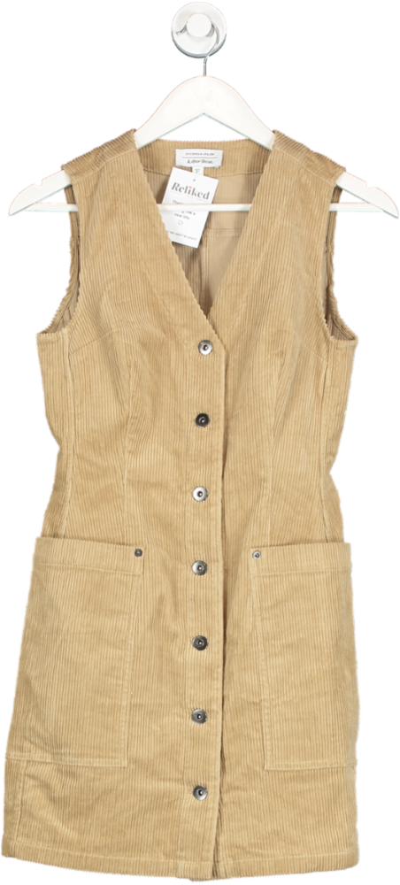 & Other Stories Beige Corduroy Button Front Dress UK 6