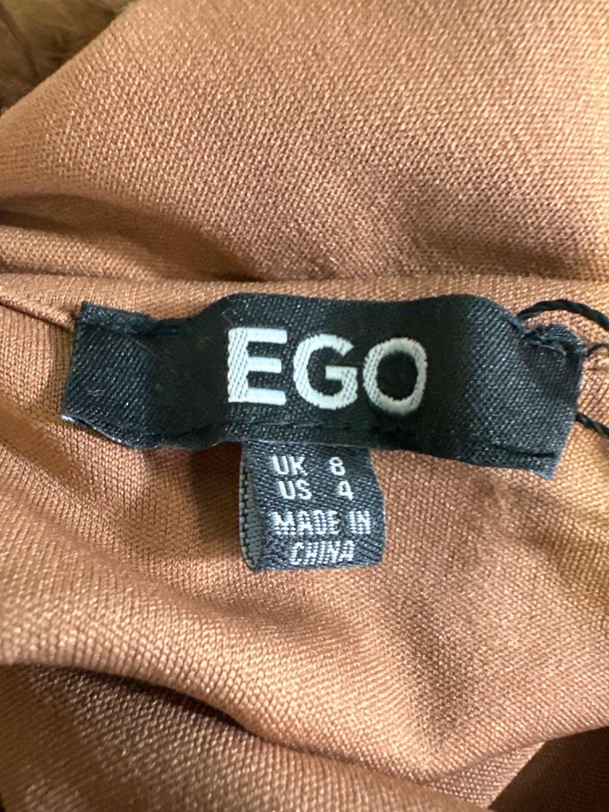 EGO Brown Halter Neck Feather Trim Top UK 8