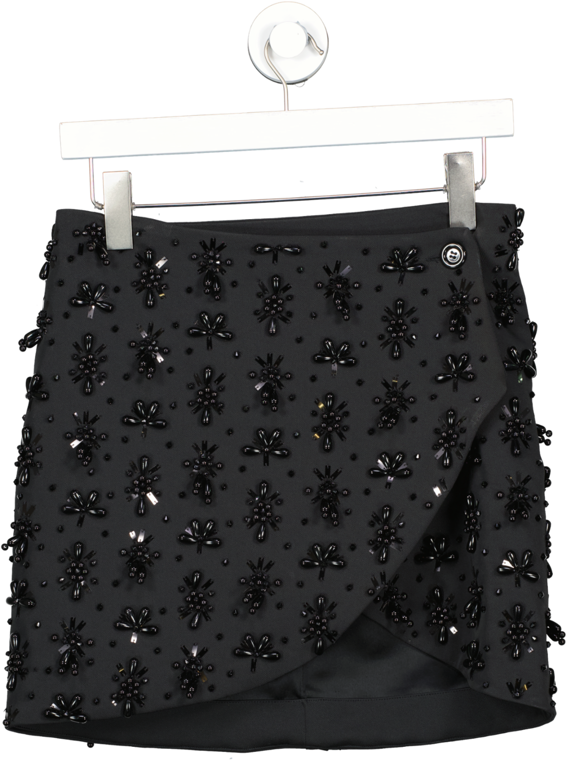 H&M Collections Black Beaded Twill Mini Skirt UK S