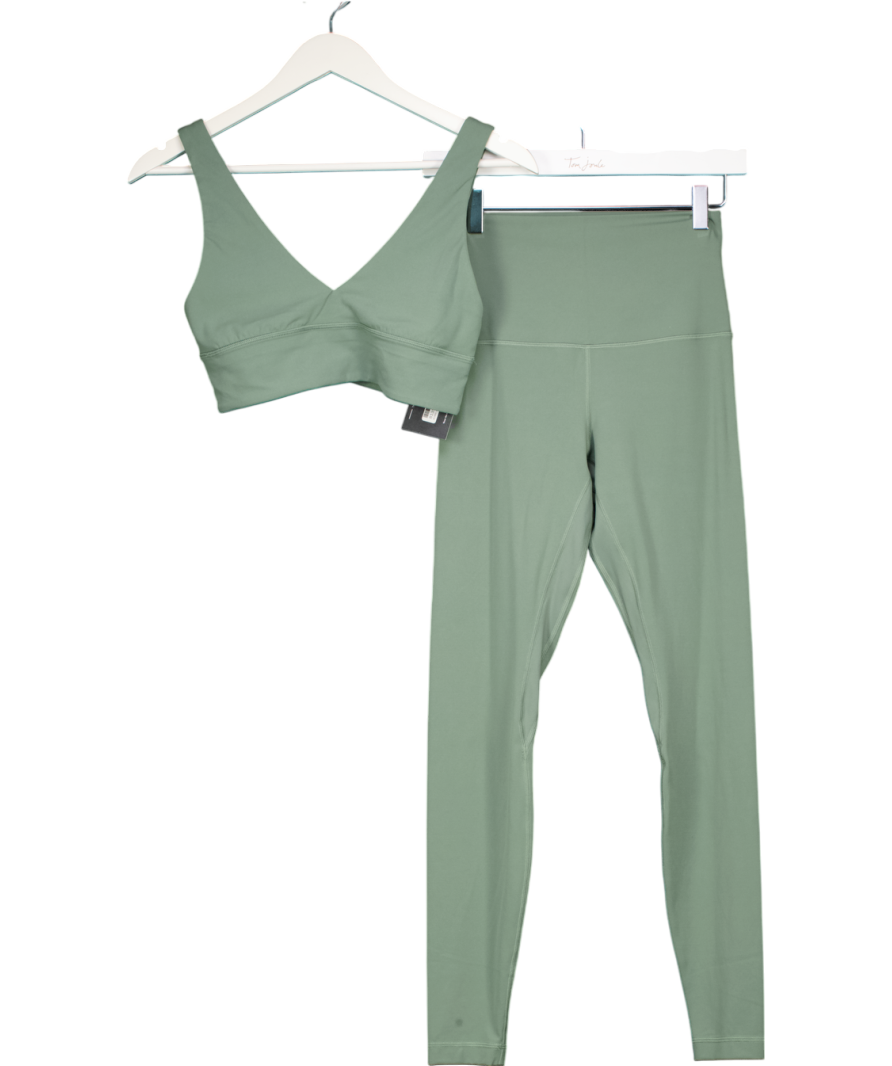 Lululemon Green 2 -piece Active Wear Leggings And Top Set- Top Uk 12 / Leggings UK 10
