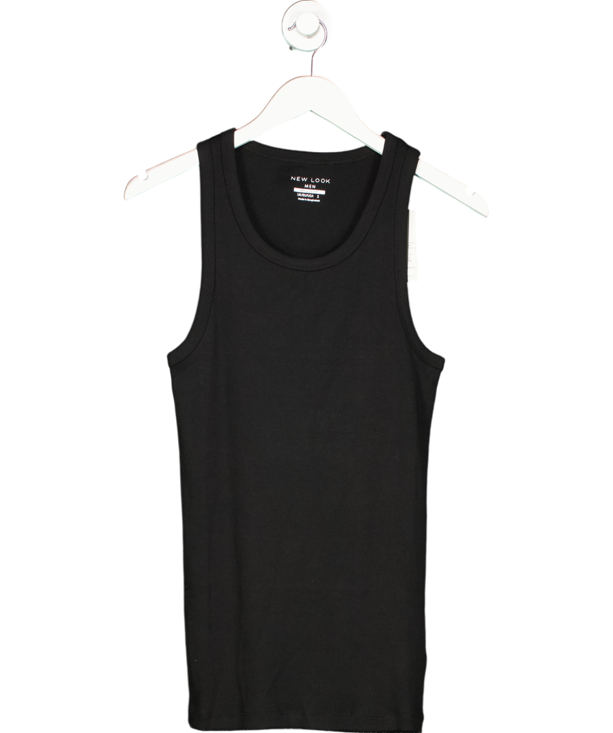 New Look Black Ribbed Muscle Fit Vest UK S