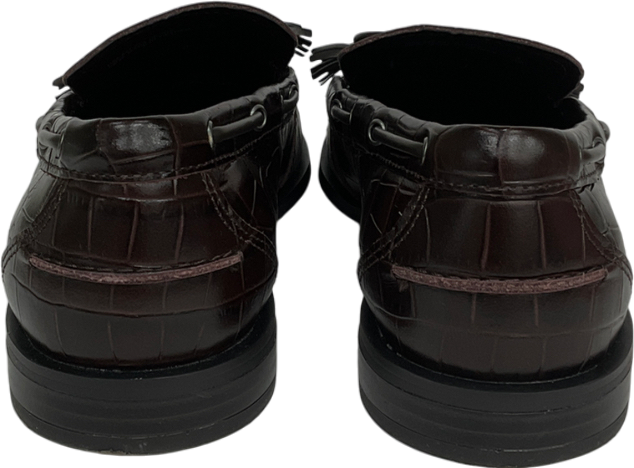 Tabitha Simmons X Next Chocolate Brown Croc Embossed Leather Bow Loafers UK 5 EU 38 👠