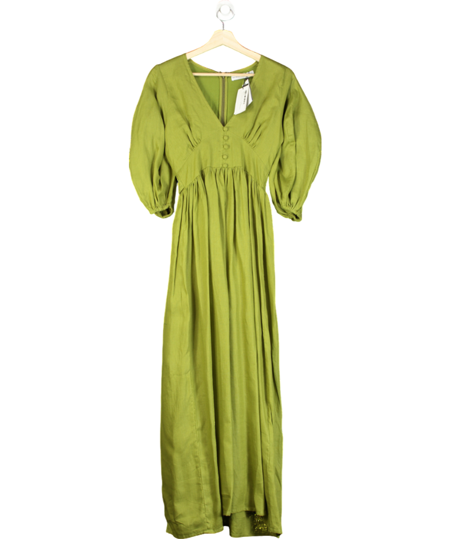 Faithful The Brand Green Clemente Linen Maxi Dress UK XS