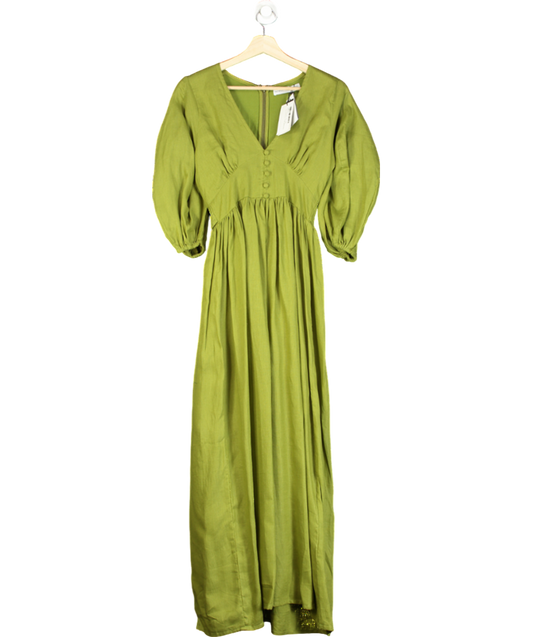 Faithful The Brand Green Clemente Linen Maxi Dress UK XS