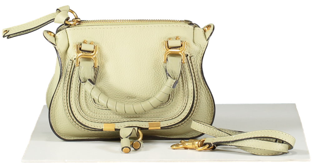 Chloé Sage Green grained leather Mini Marcie Double Carry Bag